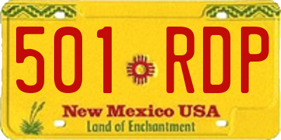 NM license plate 501RDP