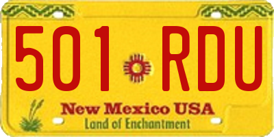 NM license plate 501RDU