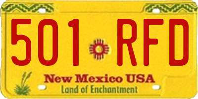 NM license plate 501RFD