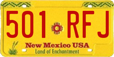 NM license plate 501RFJ