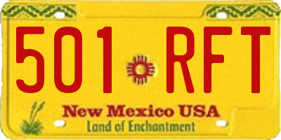 NM license plate 501RFT