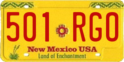NM license plate 501RGO