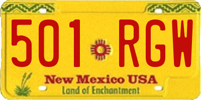 NM license plate 501RGW