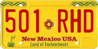 NM license plate 501RHD