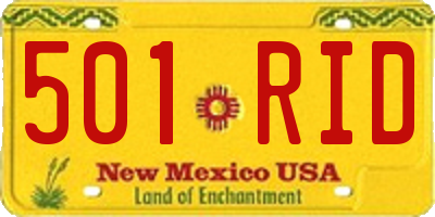 NM license plate 501RID