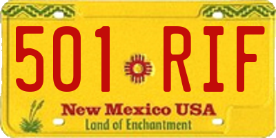 NM license plate 501RIF