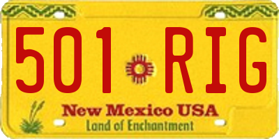 NM license plate 501RIG