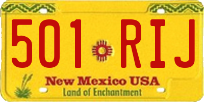 NM license plate 501RIJ