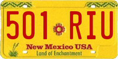 NM license plate 501RIU