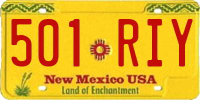 NM license plate 501RIY