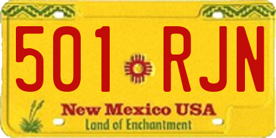 NM license plate 501RJN