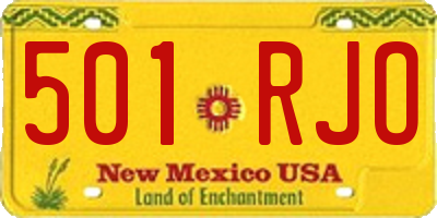 NM license plate 501RJO