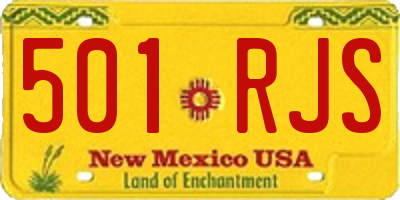 NM license plate 501RJS