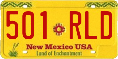 NM license plate 501RLD