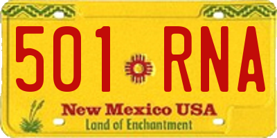 NM license plate 501RNA