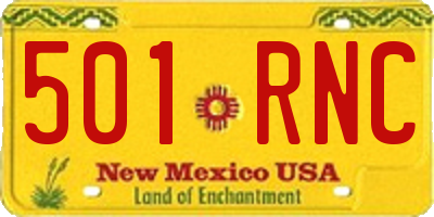 NM license plate 501RNC