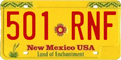NM license plate 501RNF