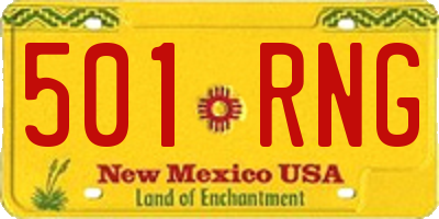 NM license plate 501RNG