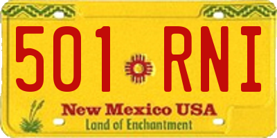 NM license plate 501RNI