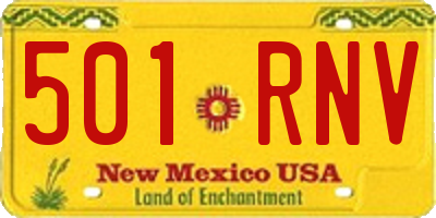 NM license plate 501RNV