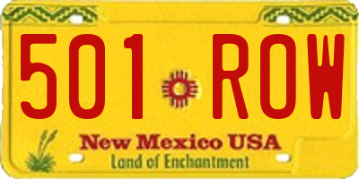NM license plate 501ROW