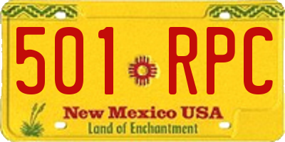 NM license plate 501RPC