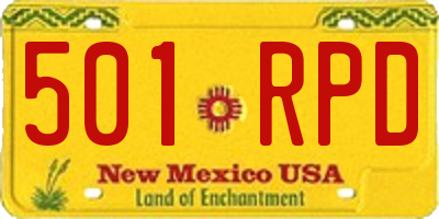 NM license plate 501RPD