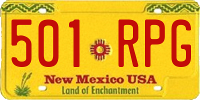 NM license plate 501RPG