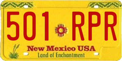 NM license plate 501RPR