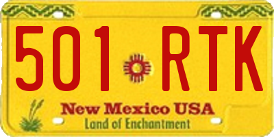 NM license plate 501RTK