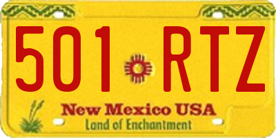 NM license plate 501RTZ