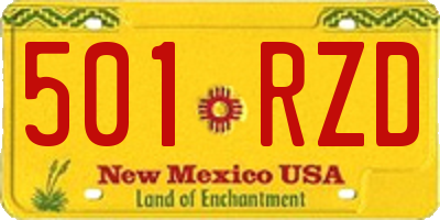 NM license plate 501RZD