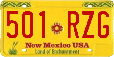 NM license plate 501RZG