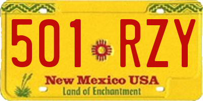 NM license plate 501RZY