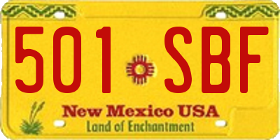 NM license plate 501SBF