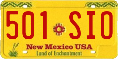NM license plate 501SIO