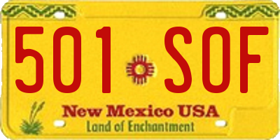 NM license plate 501SOF