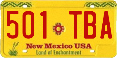 NM license plate 501TBA