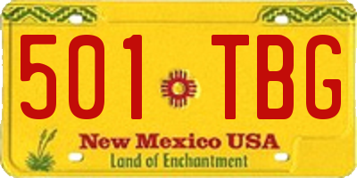 NM license plate 501TBG