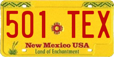 NM license plate 501TEX