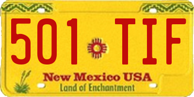 NM license plate 501TIF
