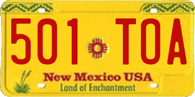 NM license plate 501TOA