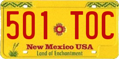 NM license plate 501TOC