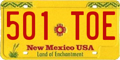 NM license plate 501TOE