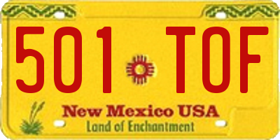 NM license plate 501TOF