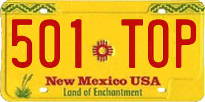 NM license plate 501TOP