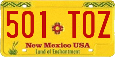 NM license plate 501TOZ