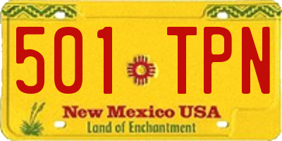 NM license plate 501TPN