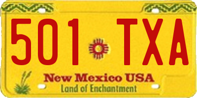NM license plate 501TXA