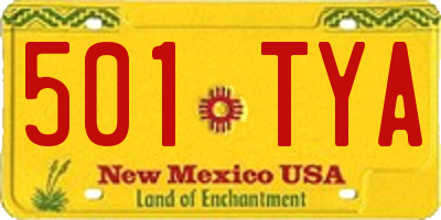 NM license plate 501TYA